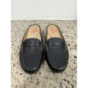 Marc Joseph New York Union Mule Navy Blue Pebbled Leather Loafer Slides Womens 9